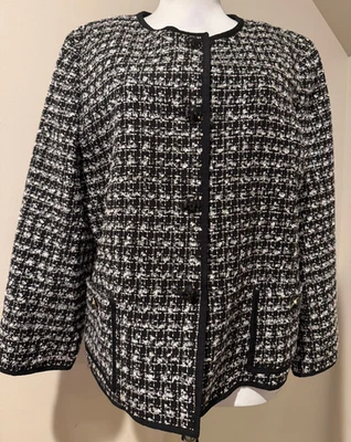 TALBOTS Womens Black & White Blazer Jacket - Sz 16 - Image 1 of 4