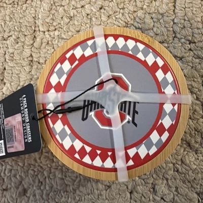 Ohio Buckeyes Coasters Set Diamond Design Set of 4 The Memory Company NEW - Image 1 of 3
