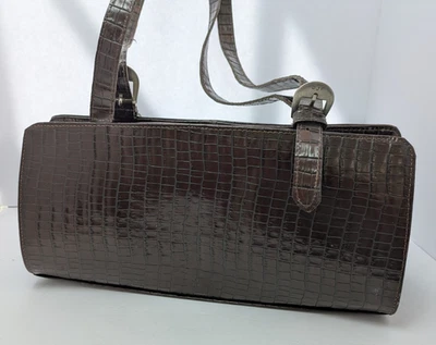 Bolso de Hombro Cartera Pequeño DONALD J PLINER Cocodrilo/Cuero Marrón Repujado EE. UU. Foto 1 de 4