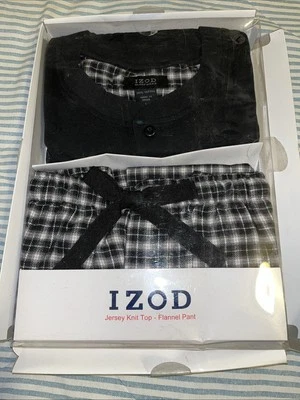 Conjunto de pijama largo pantalón de franela tejido jersey Izod talla grande para hombre nuevo con etiquetas Foto 1 de 4