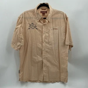 Simms Mens Fishing Shirt Short Sleeve Rock Creek Rod & Gun Club Orange Plaid - Picture 1 of 6