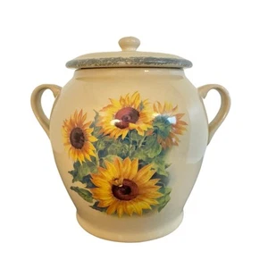 Home & Garden Party Stoneware Sunflower Canister w/ Lid and Handles 2005 - Picture 1 of 10