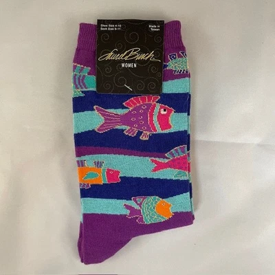 Calcetines para mujer Laurel Burch gráficos peces algodón Foto 1 de 4