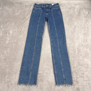 Rag & Bone Jeans Womens 25 Waist Blue Medium Wash Denim 32 Inseam Ankle Slit - Picture 1 of 14