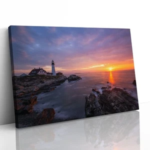 Portland Head Lighthouse Canvas Framed Print Picture Wall Art - Picture 1 of 29