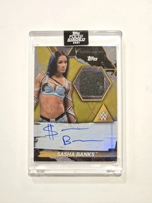 2021 Topps WWE Fully Loaded Sasha Banks Metal Chair Citrine Relic Auto #42/75  - Image 1 of 4