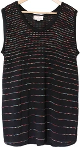 FRENCH RAGS Brenda French O/S Knit Tunic Sweater Top BLK/ Multicolor 54"Bust/Hip - Picture 1 of 4