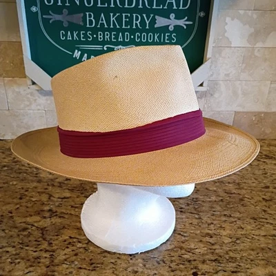 De colección J.C. Penney "Pajitas Solares" Sombrero de Navegante "Panamá Genuino" Largo Ovalado Foto 1 de 4