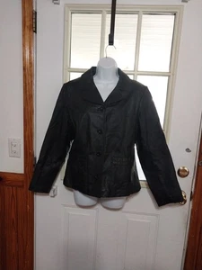 Bagatelle Vintage Size M Women's  Leather Jacket Black Button Up, Collared - Picture 1 of 17