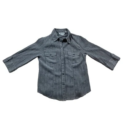 De colección Joanna Mujer Manga 1/2 Abotonada Gris/Blanco Rayas S Pequeña Usada en Excelente Condición Foto 1 de 4