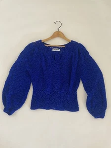 80er 90er Sonia Medium Damen Hand Made Royal Blau Pullover Sekretärin Vintage Exc - Bild 1 von 9