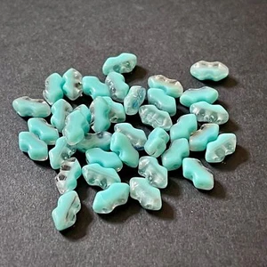 36pcs Czech SPEAR bead * 3-hole glass beads - Turquoise / Grey MIXED Glass * - Picture 1 of 2