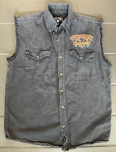 2007 Tomahawk Bike Week Button Up Sleeveless Shirt Vest Black M Live To Ride - Bild 1 von 7