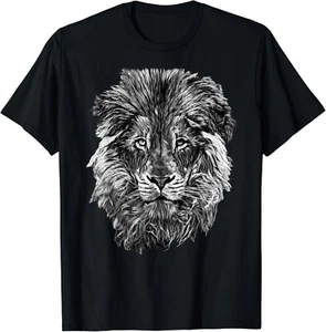 Schwarz-weiß Löwenkopf Tee Geschenk Unisex T-Shirt - Bild 1 von 3