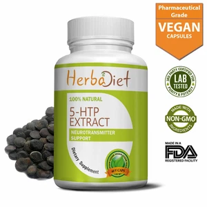 5-HTP 100mg Vegetarisch PREMIUM Kapseln Weight Management Steigert Serotonin Sti - Bild 1 von 4