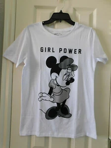 DISNEY Minnie Mouse White Juniors Large Tee Short Sleeve NWT - Picture 1 of 2