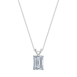 3/4 Ct Emerald Lab Created Grown Diamond Pendant Necklace 14K White Gold F/VS - Picture 1 of 2
