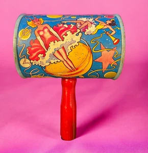 Vintage US Metal Toy Mfg Co Noisemaker Barrel Can New Years Eve Party Champagne - Picture 1 of 5