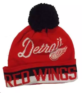 New Detroit Red Wings Mens OSFA CCM Cuffed Pom Beanie Hat $22 - Picture 1 of 6