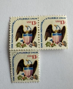 1975 Eagle & Shield, "One Nation Indivisible", Scott 1596, Three 13 Cent, MNH - Picture 1 of 1