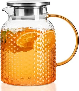 Glass Pitcher Squama Designed 34 Oz High Borosilicate Water Pitcher Iced Tea P - Picture 1 of 3