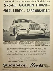 '56 Studebaker Hawks Coches Golden Hawk Power Mancave Garaje Anuncio impreso vintage 1956 - Imagen 1 de 4