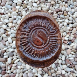 Hand Carved Raja Kayu Slab Yin Yang & Sun Borneo Agathis Alba Slice #06 - Picture 1 of 5