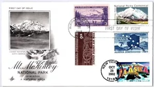 #3562 GREETINGS FROM ALASKA #1454 MT. MCKINLEY NAKANO PERFINS COMBO ARTCRAFT FDC - Picture 1 of 1