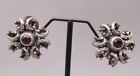 Ohrringe Silber 835 einfach großartige leicht florale Trachtenohrringe Granate