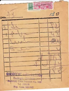 Rumänien, 1943, Vintage Rechnung/Quittung, ""Gheorghe Marculescu"" Lebensmittelgeschäft - Umsatz - Bild 1 von 1