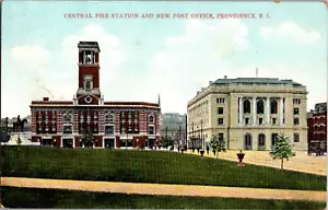 Postal Estación Central de Bomberos Oficina de Correos Providence RI Parte Trasera Dividida Publicada 1908 - Imagen 1 de 3