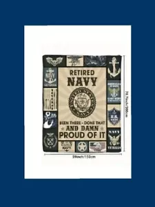 🚢*NEW* US Navy Retired Veteran Fleece Blanket🚢 - Picture 1 of 2