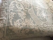 Vintage Lace Tablecloth Handmade Filet Ivory Cotton 85'' x 85''