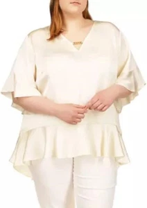 NEW MICHAEL KORS BEIGE IVORY BLOUSE SIZE 1 X WOMEN $110 - Picture 1 of 2