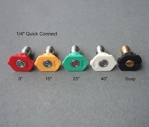 5Pcs Pressure Washer Spray Nozzle Tips Set Variety Degrees 1/4" Quick Connect - Picture 1 of 55