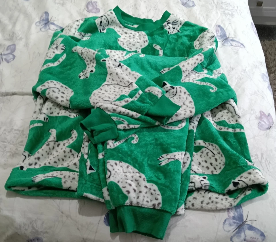 Womens Fleece Cat Design Green Pyjamas 16/18 George - image 1 of 1