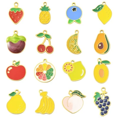 16 эмалированных фруктовых амулетов подвески 304 из нержавеющей стали кулон вишня клубника - Изображение 1 из 4