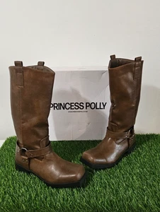 Princess Polly Wrecked Western Boots - Brown - Women's Size 9 - 1210674 - Picture 1 of 5