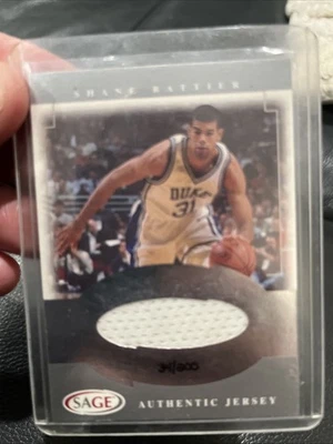 2001 Sage - Camisetas auténticas Shane Battier #J2B plateadas/200 (MEM, RC) Foto 1 de 2