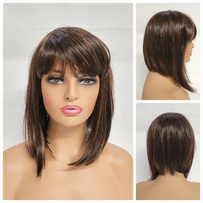 💕 STRAIGH LONG BOB BANG WIG TWOTONE LONG SIDE SHORT BACK DAILY NATURAL STYLISH - Image 1 of 4