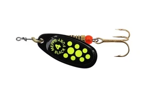 Mepps Black Fury Chartreuse Dots - Todos los tamaños - Spinner trucha pesca cebo - Imagen 1 de 10