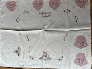 Vtg 80s Honey Bunny Rabbit Kid +Doll Collar Daisy Kingdom Cut & Sew Fabric Panel - Picture 1 of 3