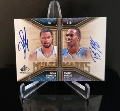 DWIGHT HOWARD TYSON CHANDLER 🔥 2009-10 UD SP Game Used Dual Auto Multi Marks - Image 1 of 2