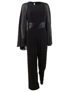 Adrianna Papell Women's Satin-Cape Jumpsuit (6, Black) - Picture 1 of 2