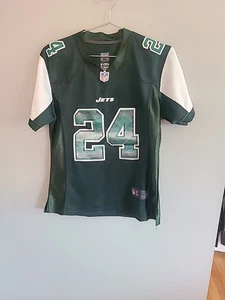 New York Jets Jersey Mens XL Green White NFL Football Revis 24 Nike On Field - Picture 1 of 5