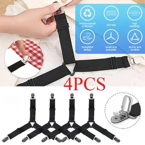4*Bed Sheet Fasteners Elastic Suspenders Straps Mattress Covers Clips Adjustable - Picture 1 of 10