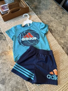 Adidas Baby Infant Boys Shorts & T-Shirt Set Size 12 Months Blue White Multicol - Picture 1 of 3