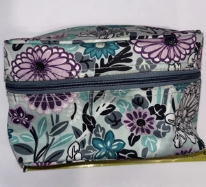 Vera Bradley Blumenmuster blau lila Kosmetiktasche Beutel Aufbewahrung Schulbedarf Halter - Bild 1 von 6
