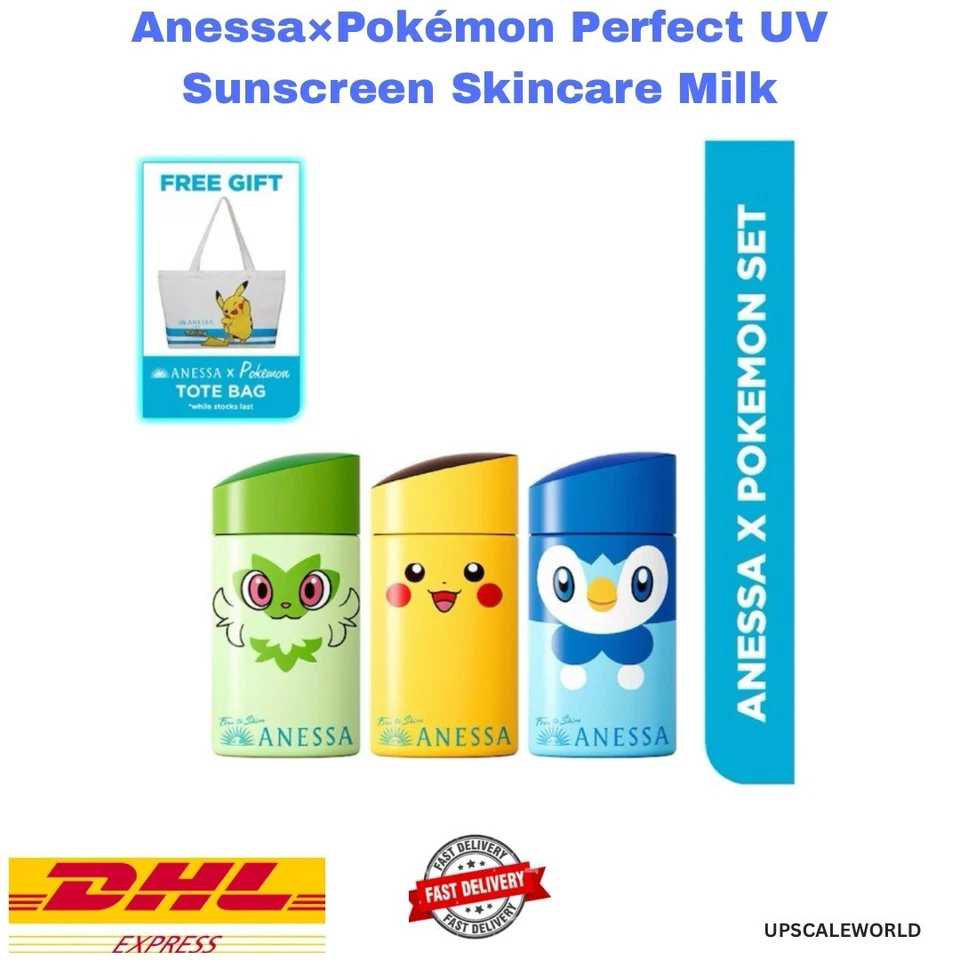 Combo Anessa×Pokémon Protector Solar UV Perfecto Cuidado de la Piel Leche SPF50+ PA++++ DHL Foto 1 de 1
