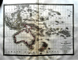 1827Original engraving MAP OCEANIA,AUSTRALIA,POLYNESIA, ISLES.BRITISH.LAPIA - Picture 1 of 3